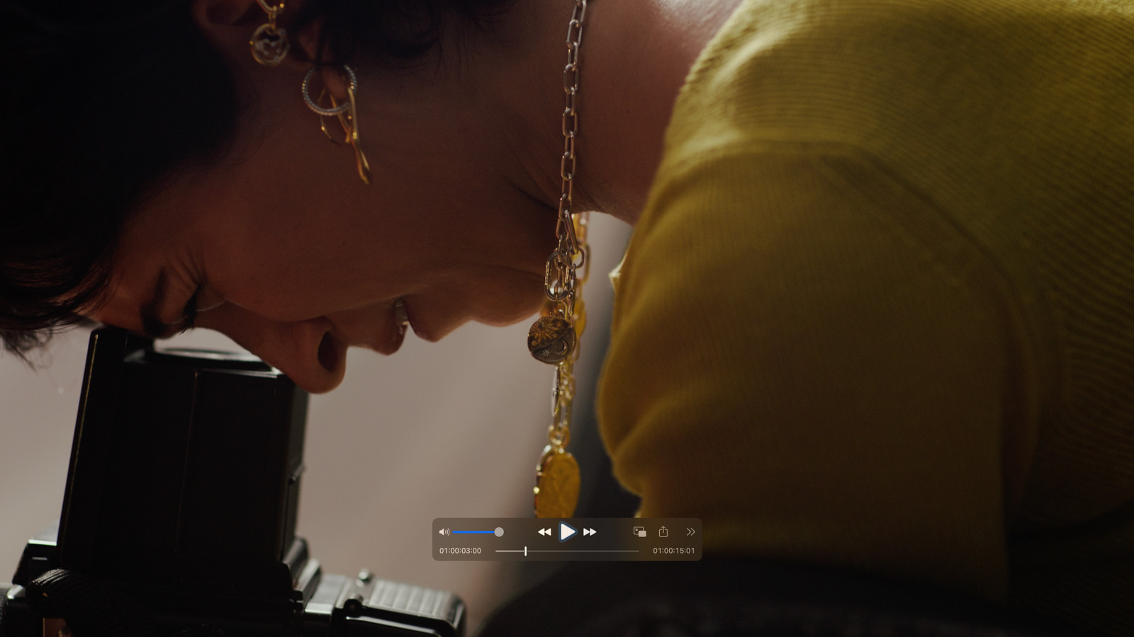 Tami Aftab & Tony, commercial directed by Emily McDonald for British Vogue × Pandora. Colour grade by Anibal Castaño, Grade by Humans (still 2)
